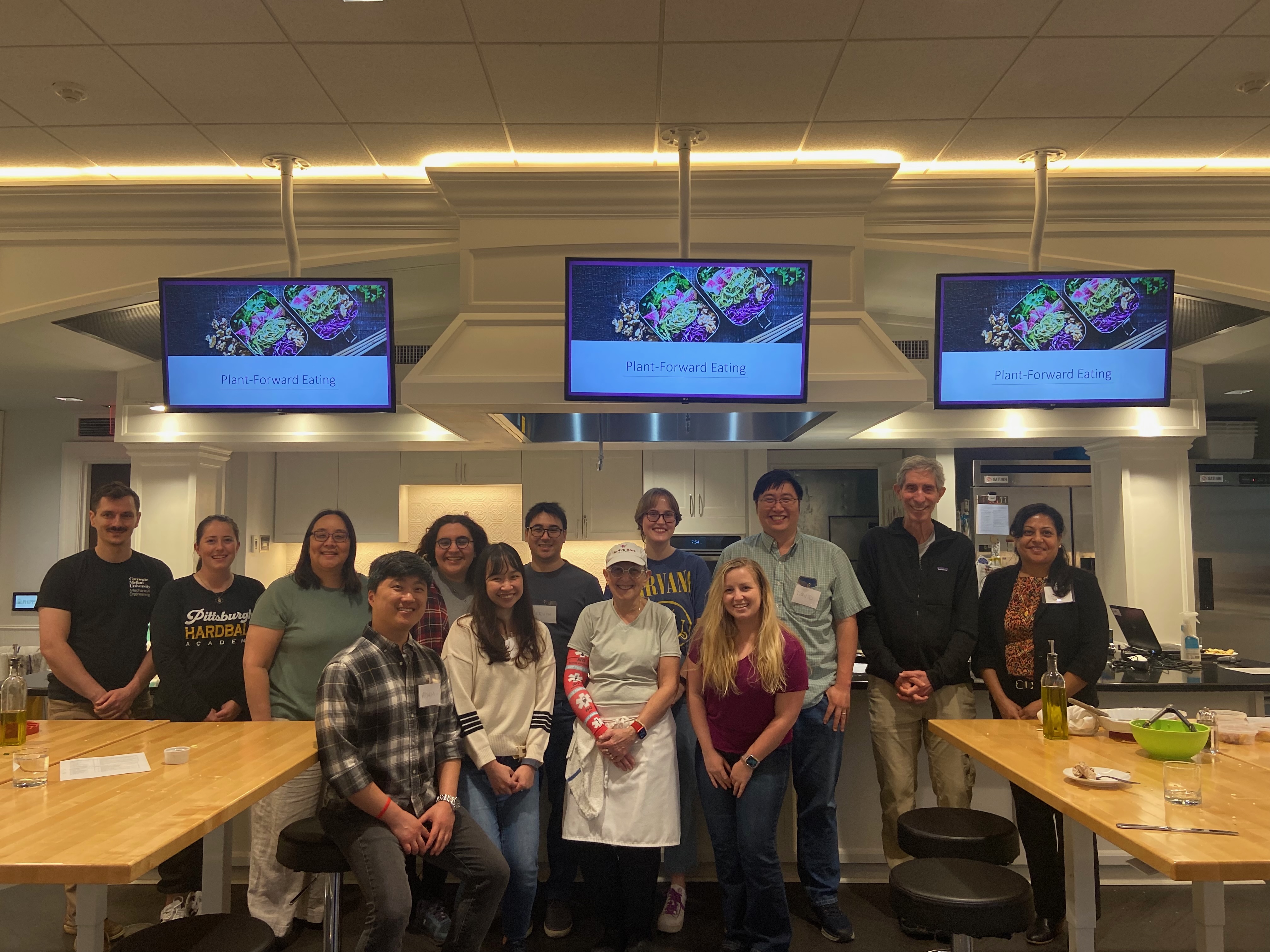 trainees and mentors at cooking class